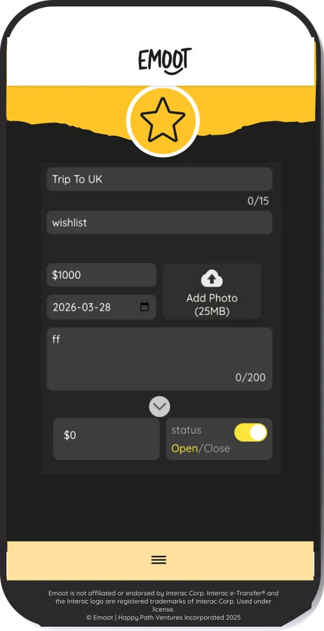 Emoot app screen